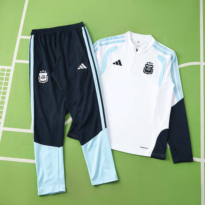 2026 FIFA World Cup Argentina White Half zip training suit set