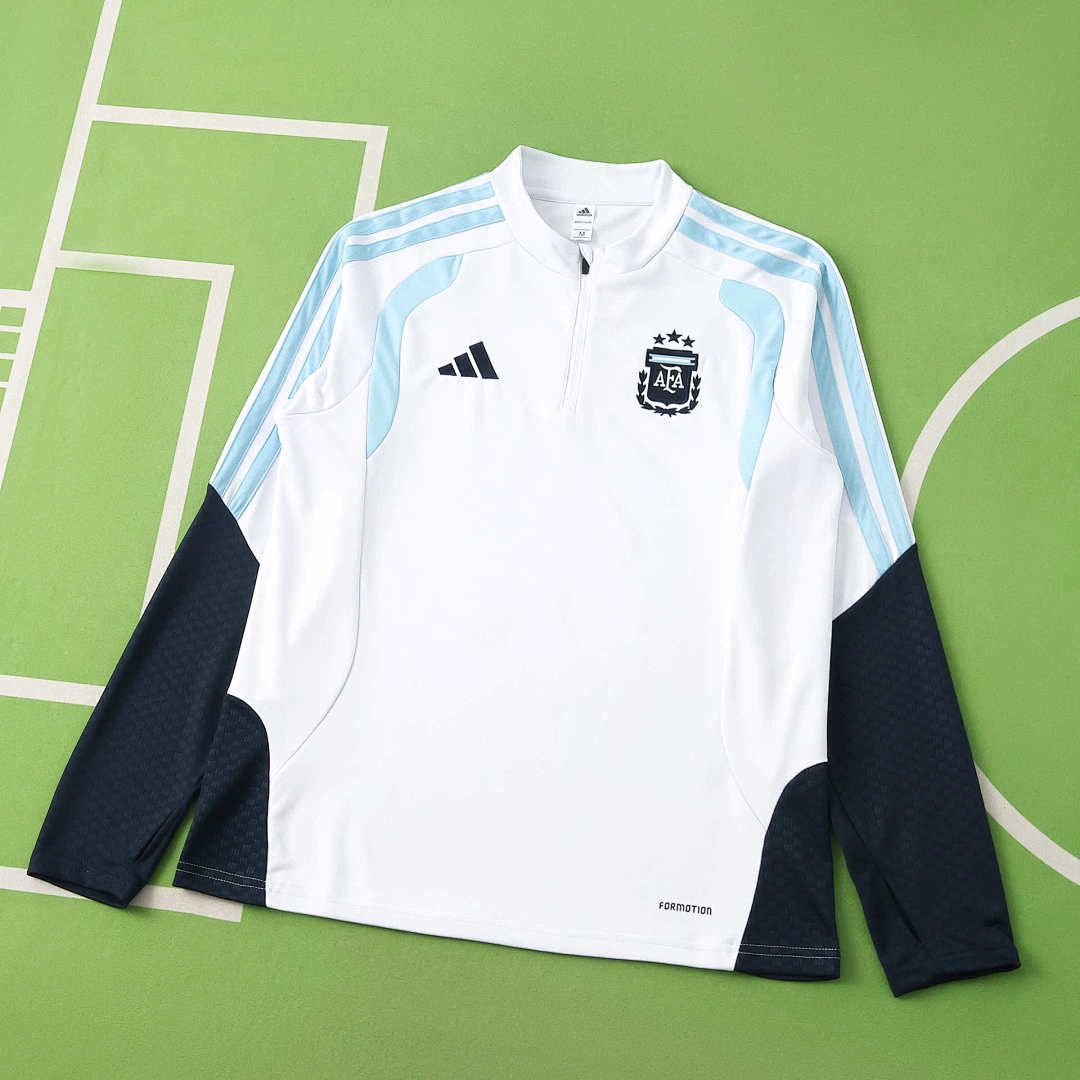 2026 FIFA World Cup Argentina White Half zip training suit set